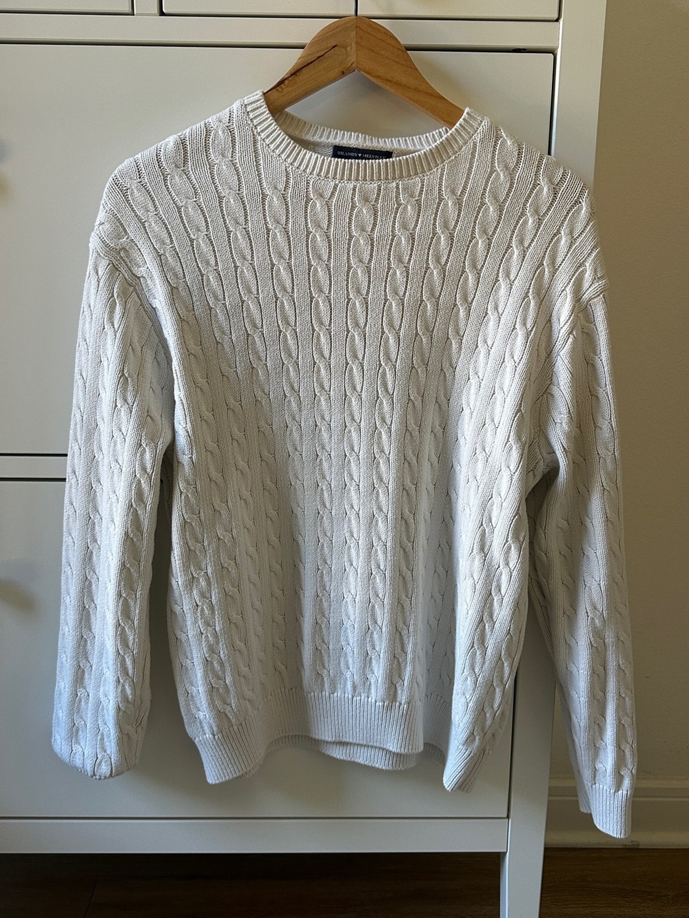 Brandy Melville Classic Cable Knit Crewneck Sweater - White